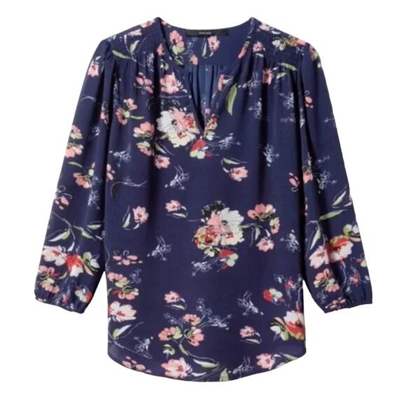 Fun2Fun SMALL Kenmore Split Neck Blouse - Stitch Fix 3/4 Sleeve Floral Top - Picture 11 of 11